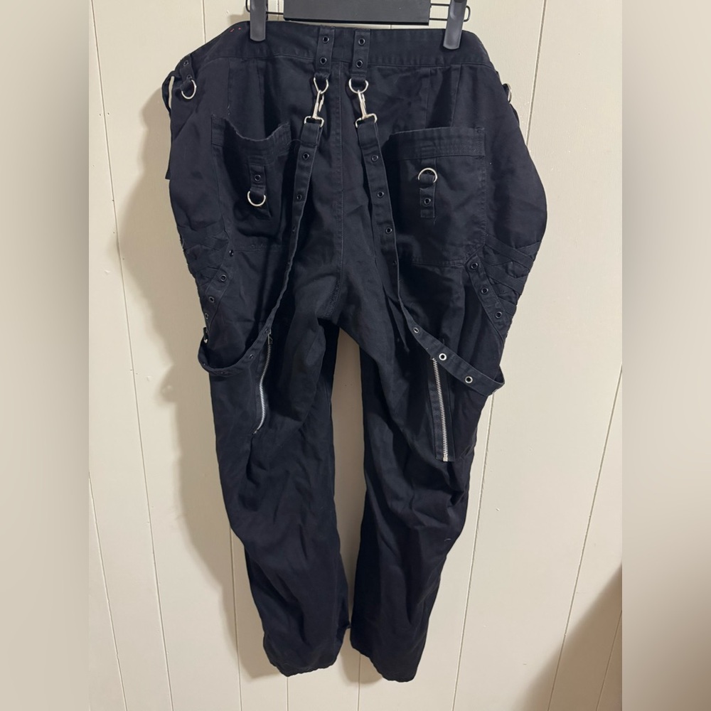 Tripp NYC Black suspender Cargo Pants with Silver Zippers hardware plus 22 2x - Picture 5 of 10